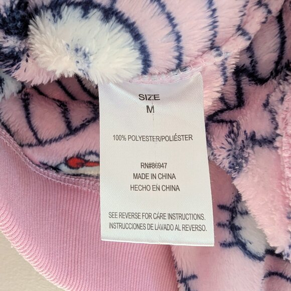 Hello Kitty Pink Cozy Plush Long Sleeve Fleece Pajama Top Crew Neck Rainbows M - Picture 7 of 11